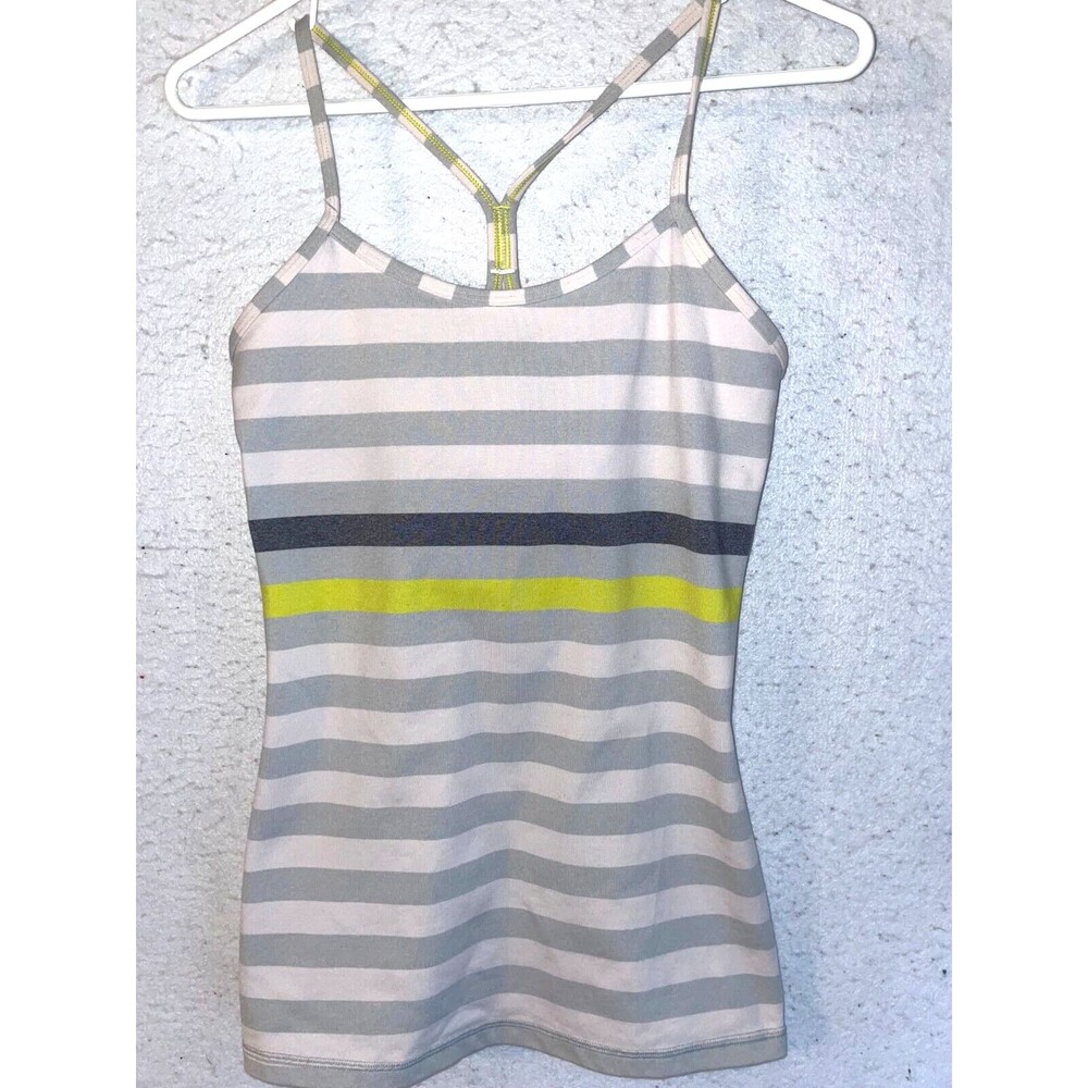 Lululemon Jet Stripe Silver Spoon Neutral Blush Luon Power Y Tank Top Athletica